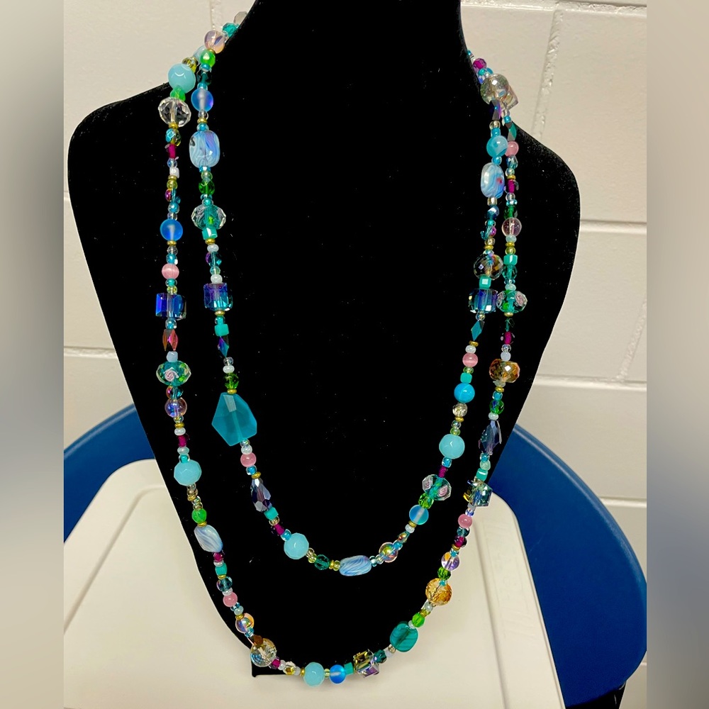 Handmade Two-strand beaded necklace.